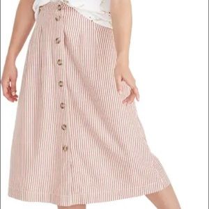 MADEWELL PATIO STRIPED BUTTON FRONT SKIRT